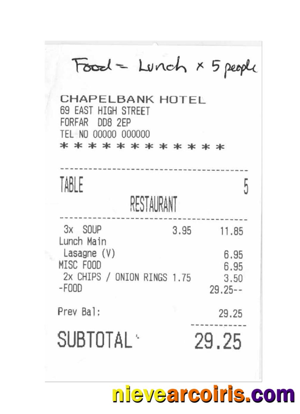 CHAPELBANK HOTEL payment check